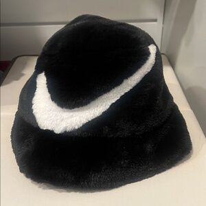 Nike Black Fuzzy Hat with White Logo